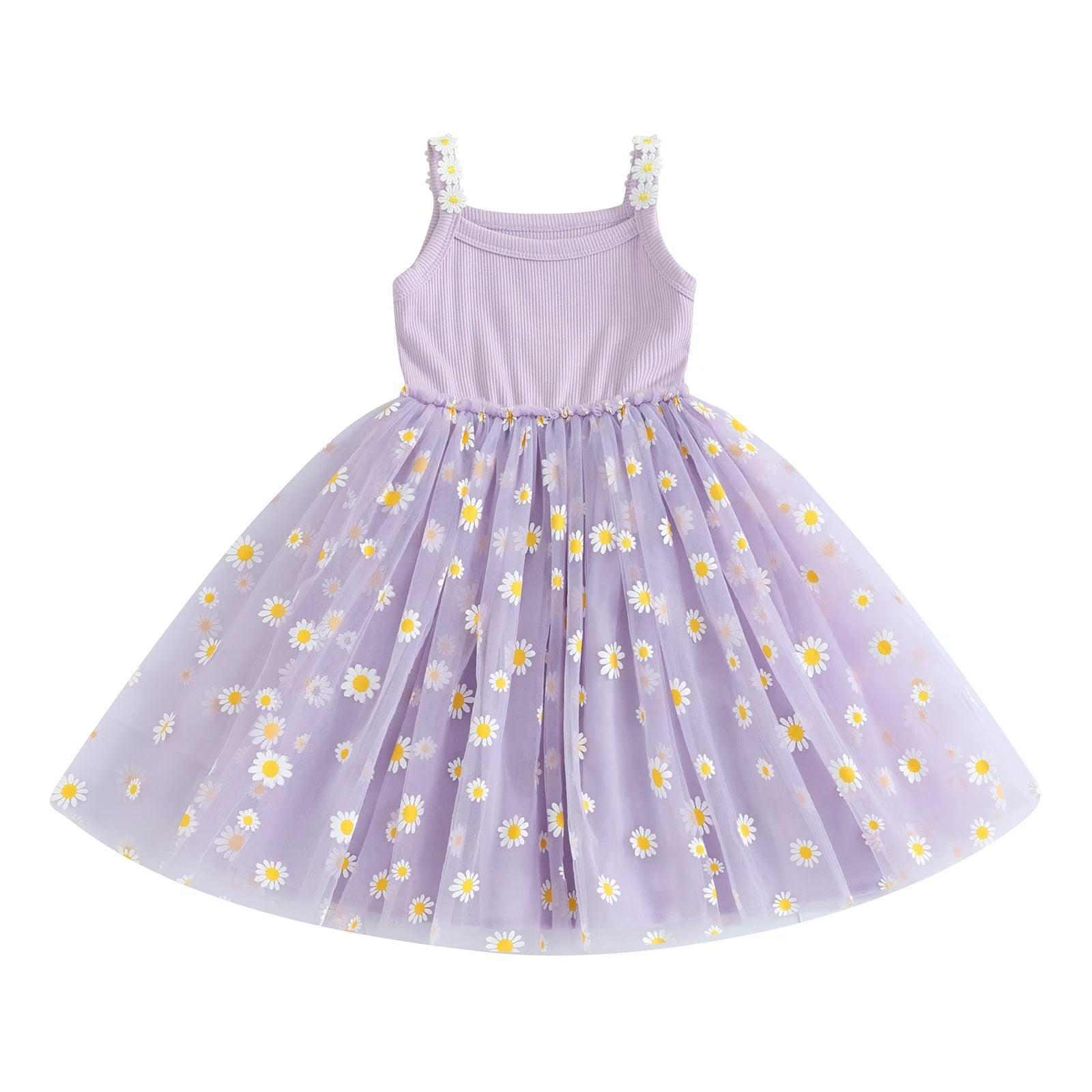Daisy Print Mesh Dress for Baby Girls
