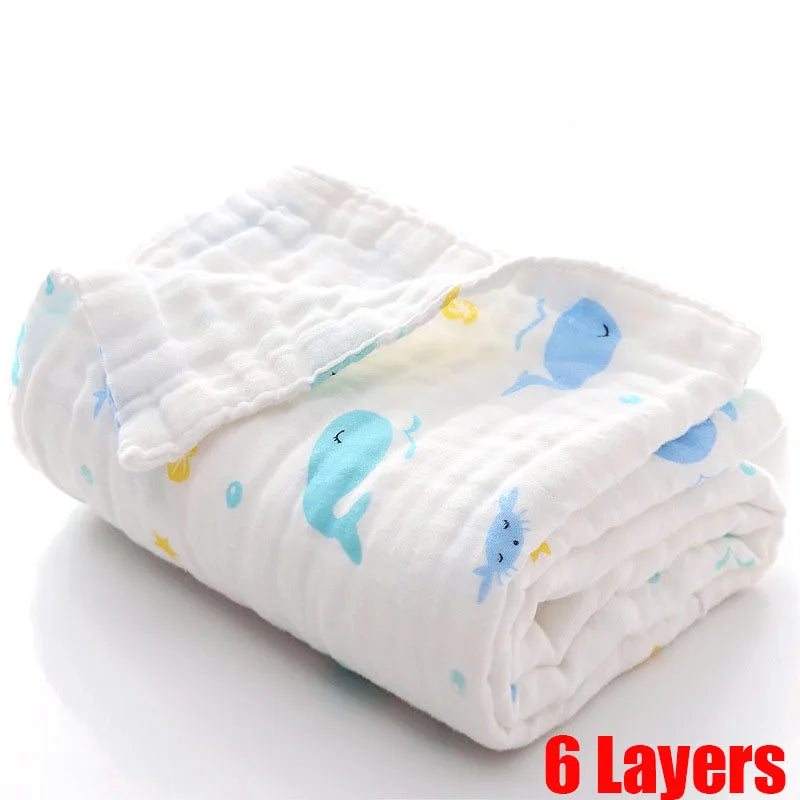 MOMSTAG 6-Layer Gauze Cotton Baby Bath Towel & Washcloth Set