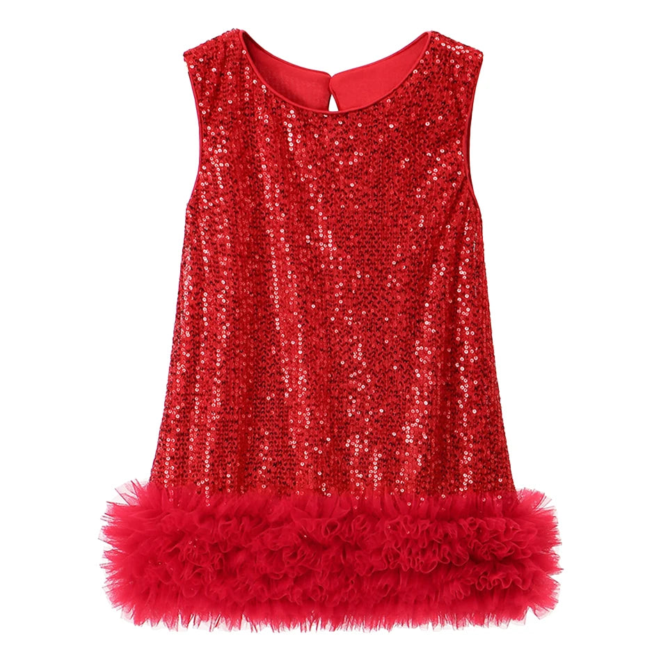 Girls Sparkly Sequin Princess Dress | Sleeveless Party Gown for 2–8 Years