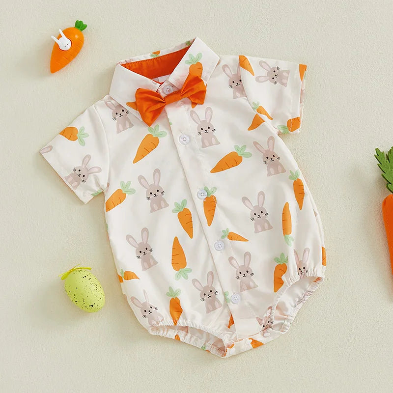 Infant Easter Outfit Lapel Collar Bodysuit