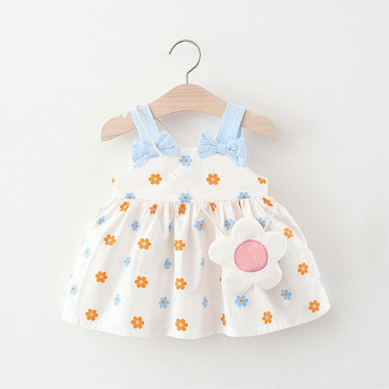 Printed Summer Dress with Bag – Girls