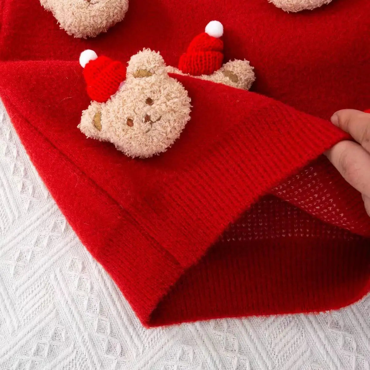 Kids Christmas Bear Sweater Cotton Blend Pullover