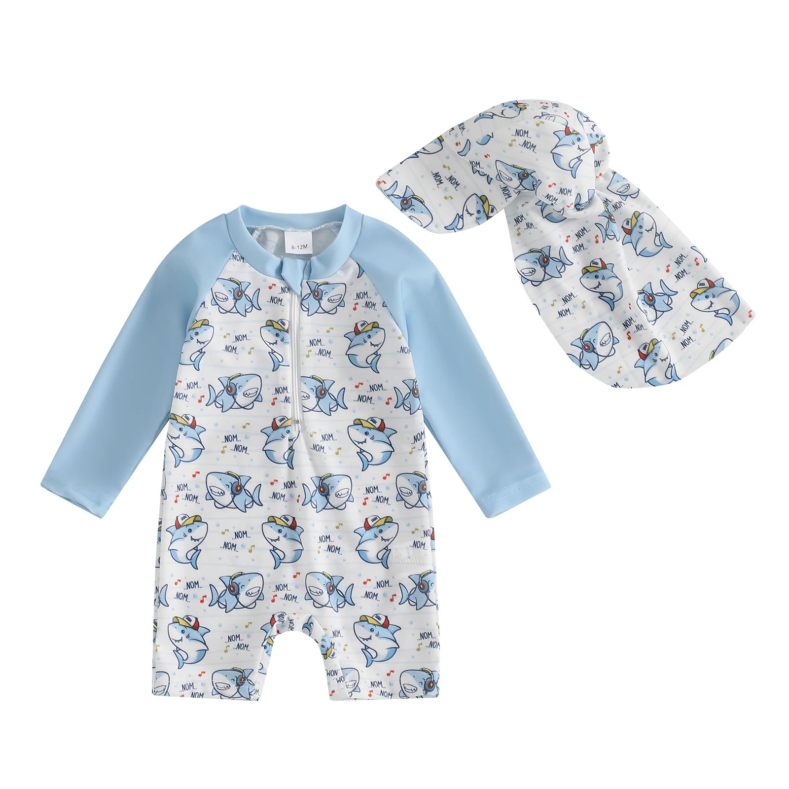 Toddler Boys' Dinosaur Rash Guard Swimsuit with Cap