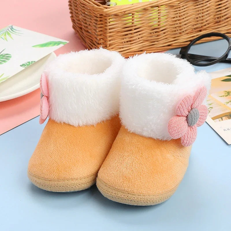 Solid Baby Booties with Pompom