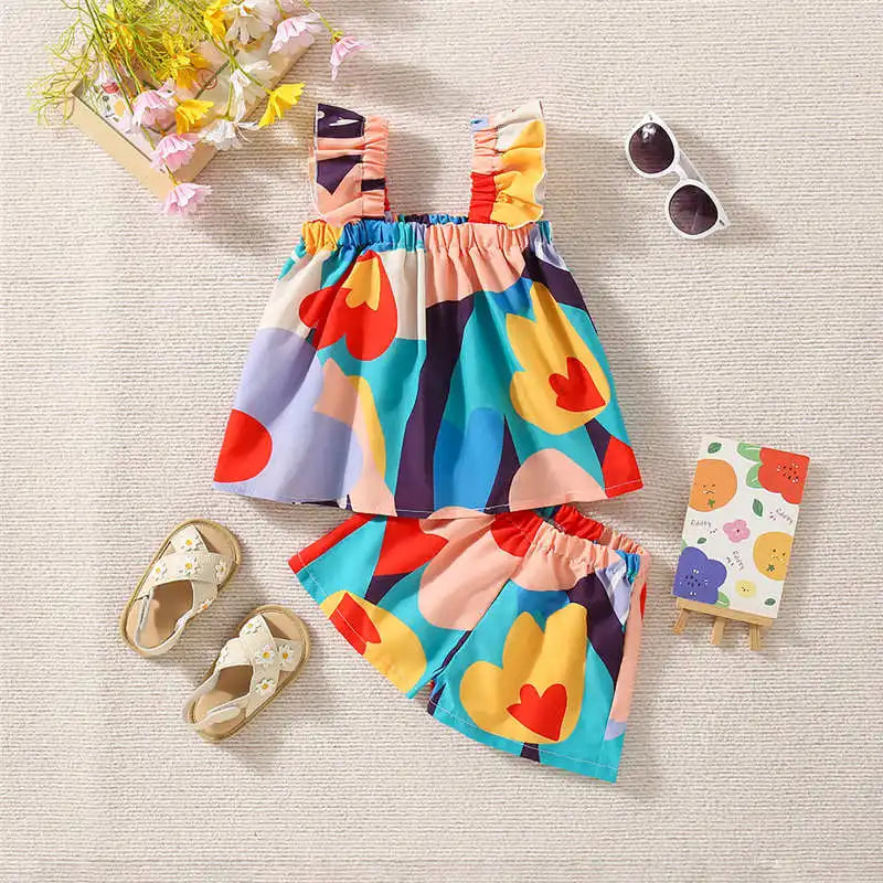 Girls' Graffiti Print Summer Set