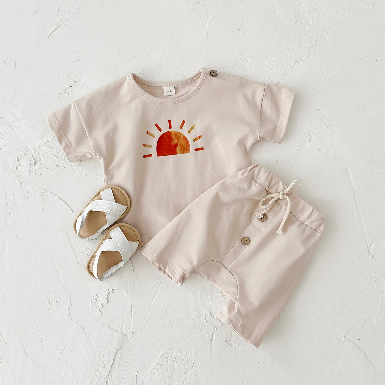 Baby Summer Outfit – 2-Piece Infant Clothes Set, Ice Cream & Sun Print T-Shirt with Shorts, Casual Wear for Boys & Girls