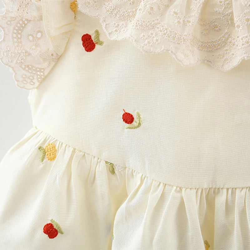 Korean Lace Flower Cotton Dress (Girls)