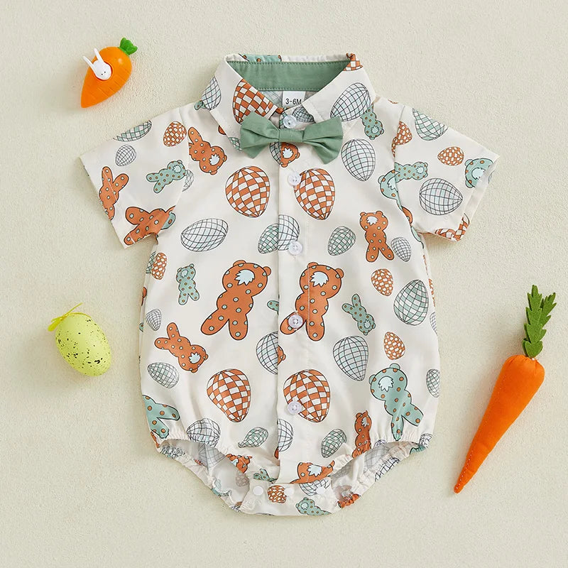 Infant Easter Outfit Lapel Collar Bodysuit