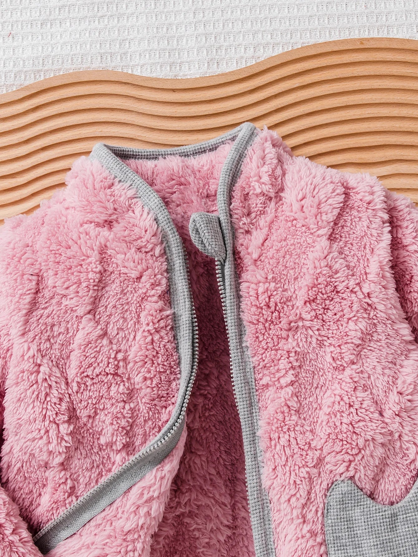 Girls' Cotton Plush Winter Jacket Pink Cat Pockets