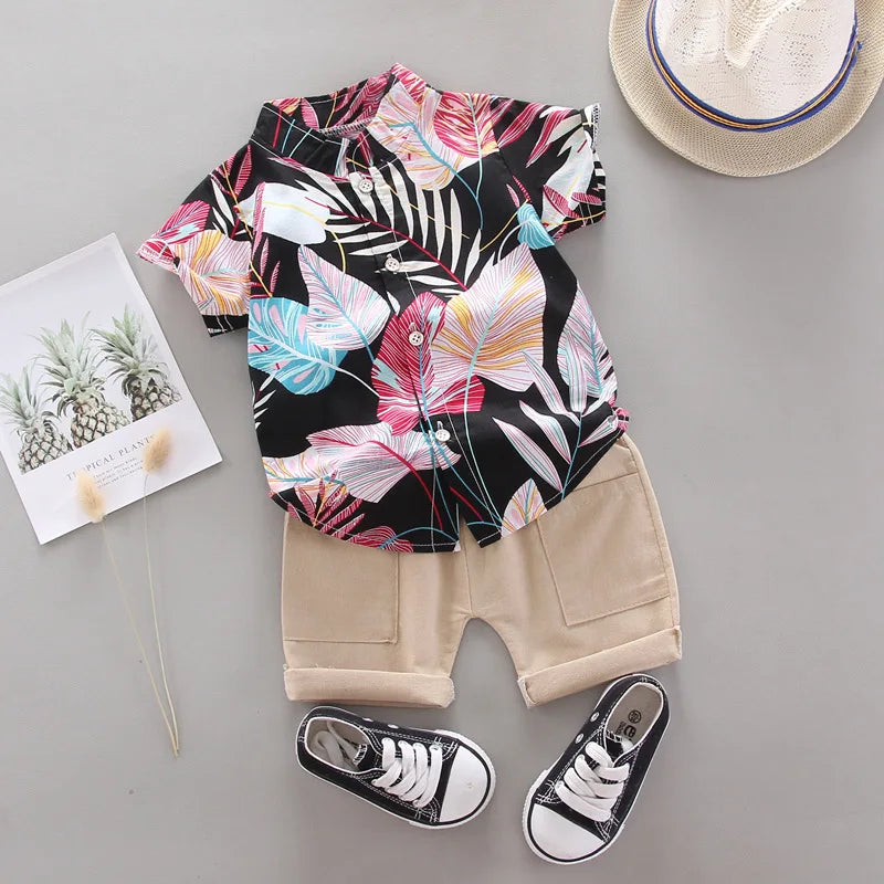 Baby Boy Summer Outfit – 2PCS Top & Shorts Set
