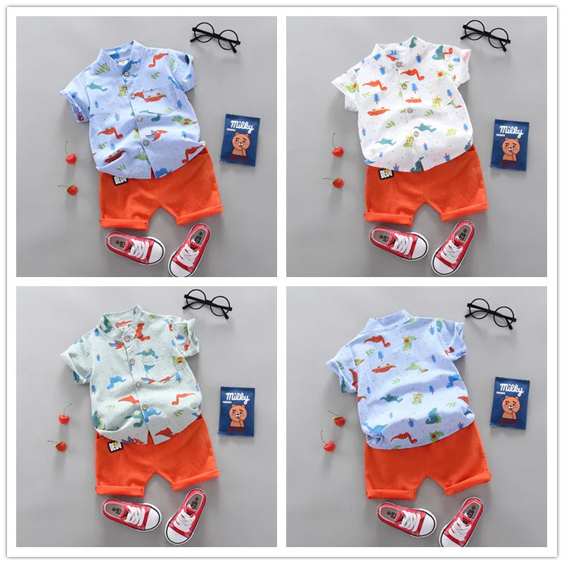 2024 Summer Baby Boy Outfit – 2PCS Top & Shorts Set