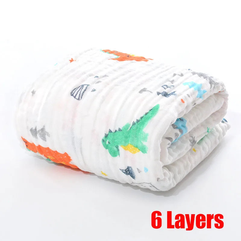 MOMSTAG 6-Layer Gauze Cotton Baby Bath Towel & Washcloth Set