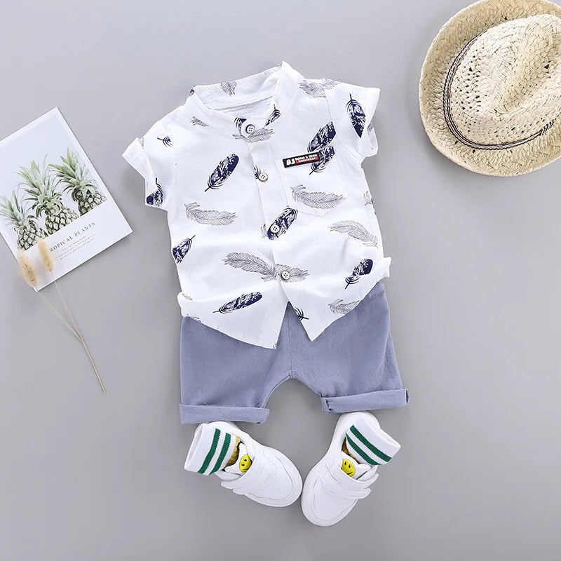 2024 Summer Baby Boy Outfit – 2PCS Top & Shorts Set