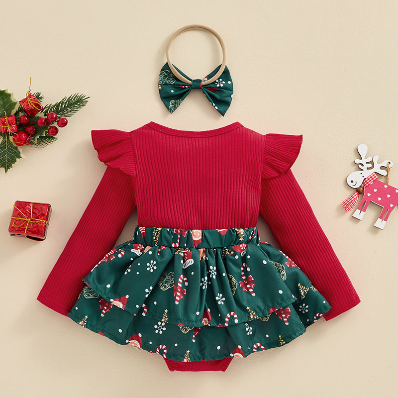 Cotton Christmas Baby Girl Santa Romper Dress