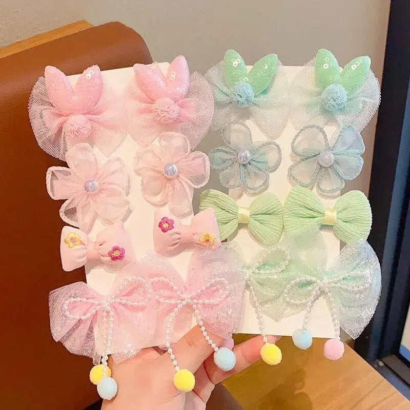 MOMSTAG 8-Piece Flower Bow Hair Clip Set