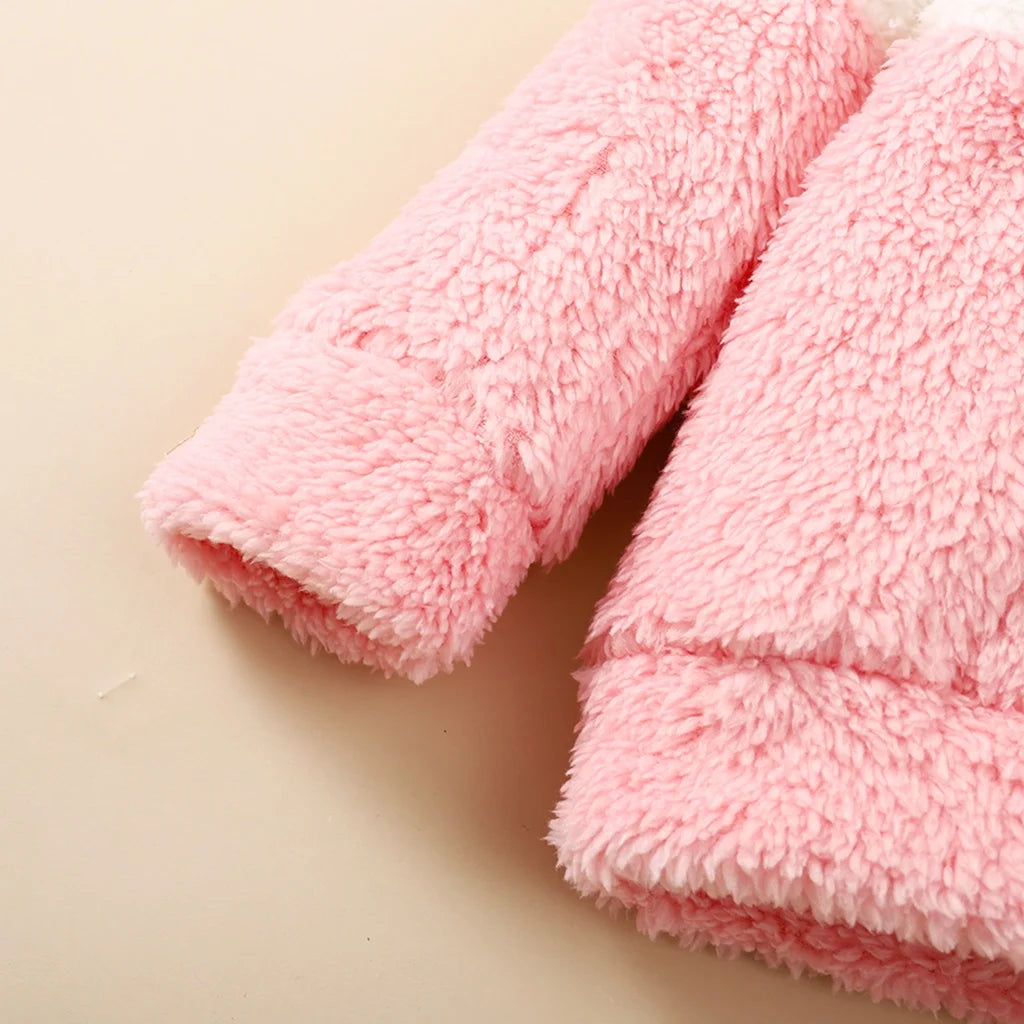 Baby Girl Fluff Hooded 2PC Set 3-12M