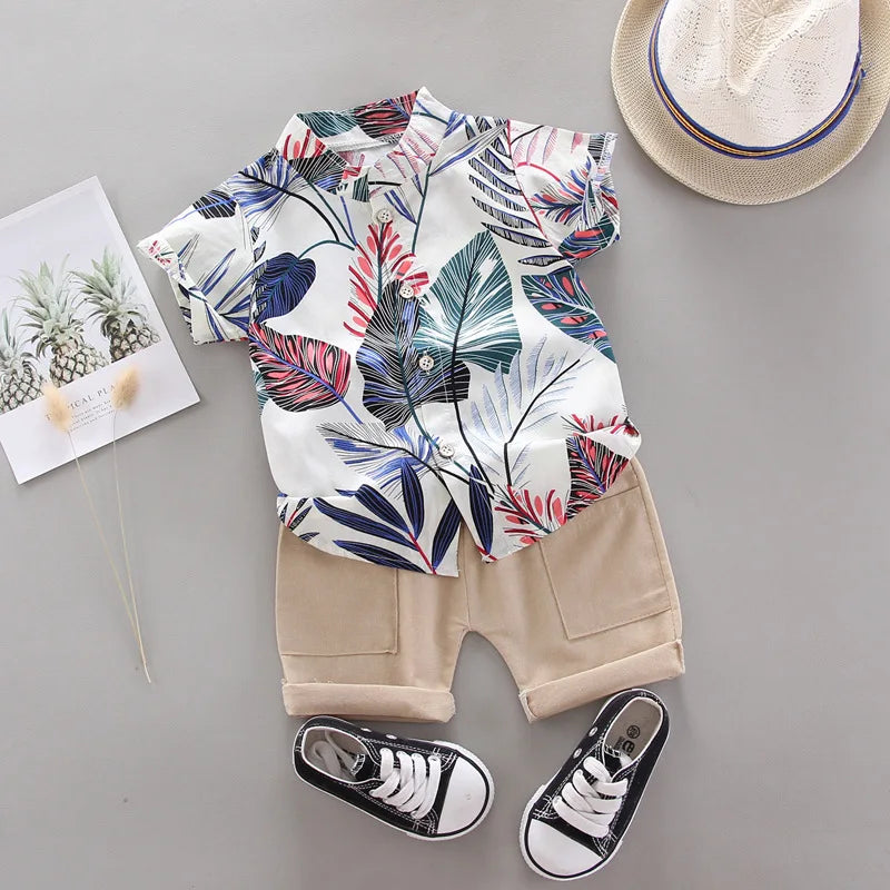 Baby Boy Summer Outfit – 2PCS Top & Shorts Set