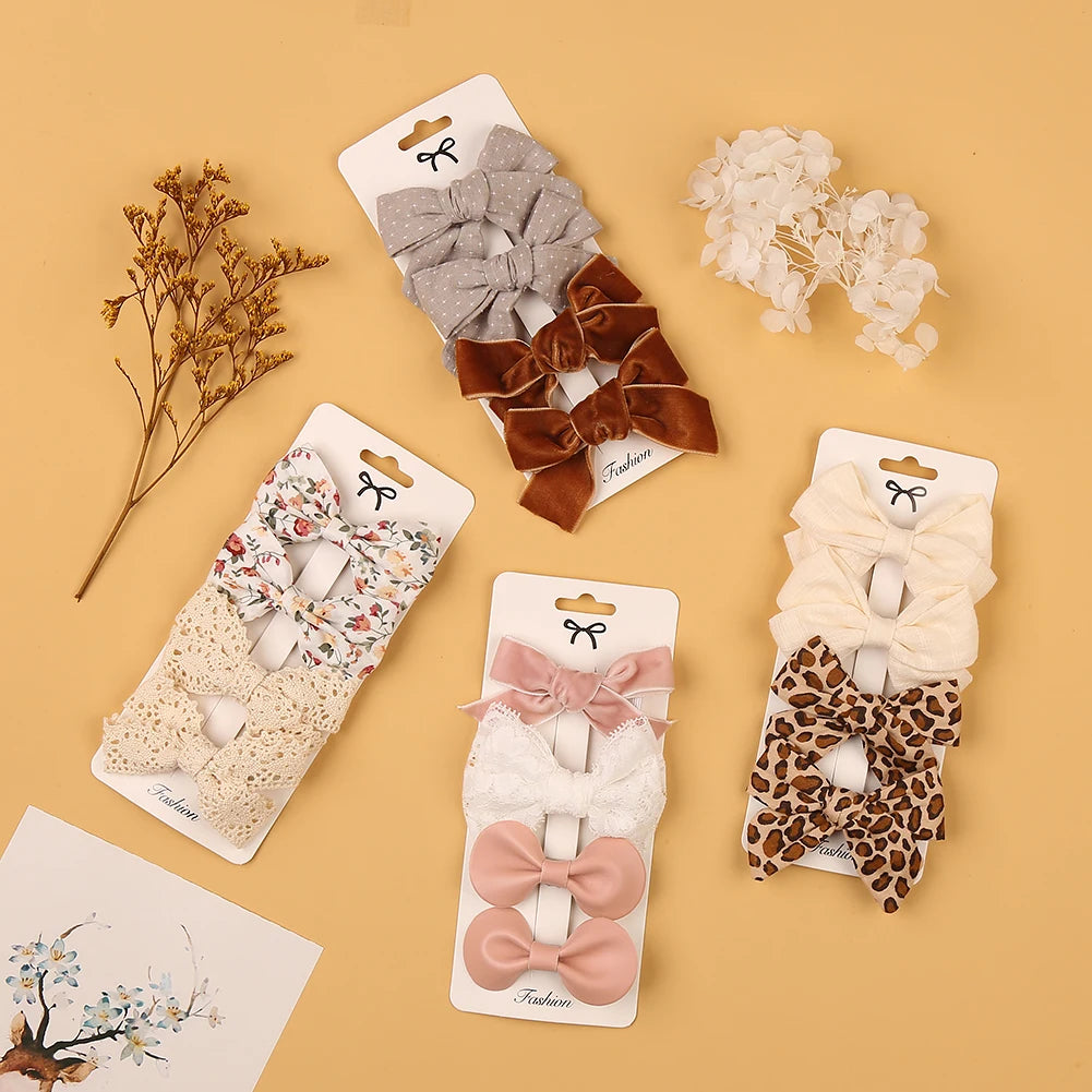Leopard Dot Bow Hair Accessories – Kids Set