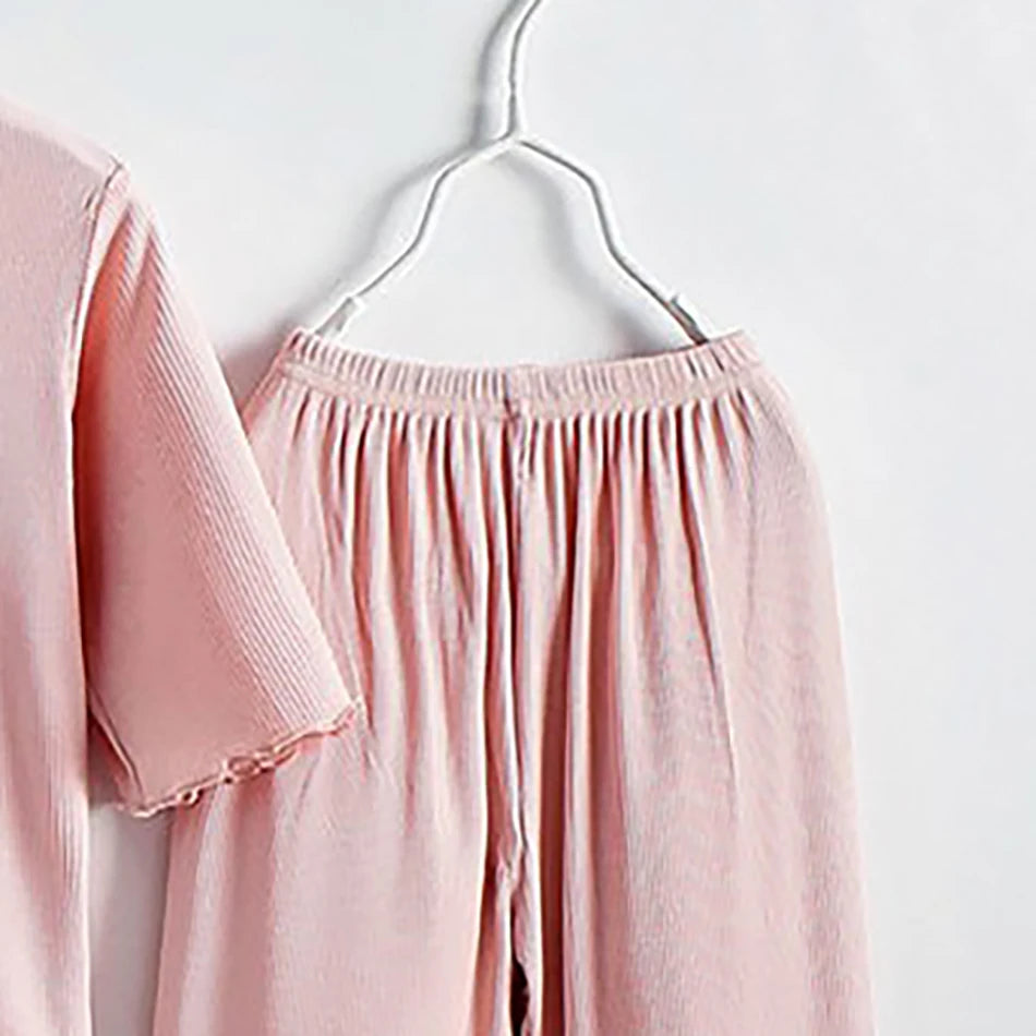 MOMSTAG Girls' Ice Silk Summer Home Clothes Set