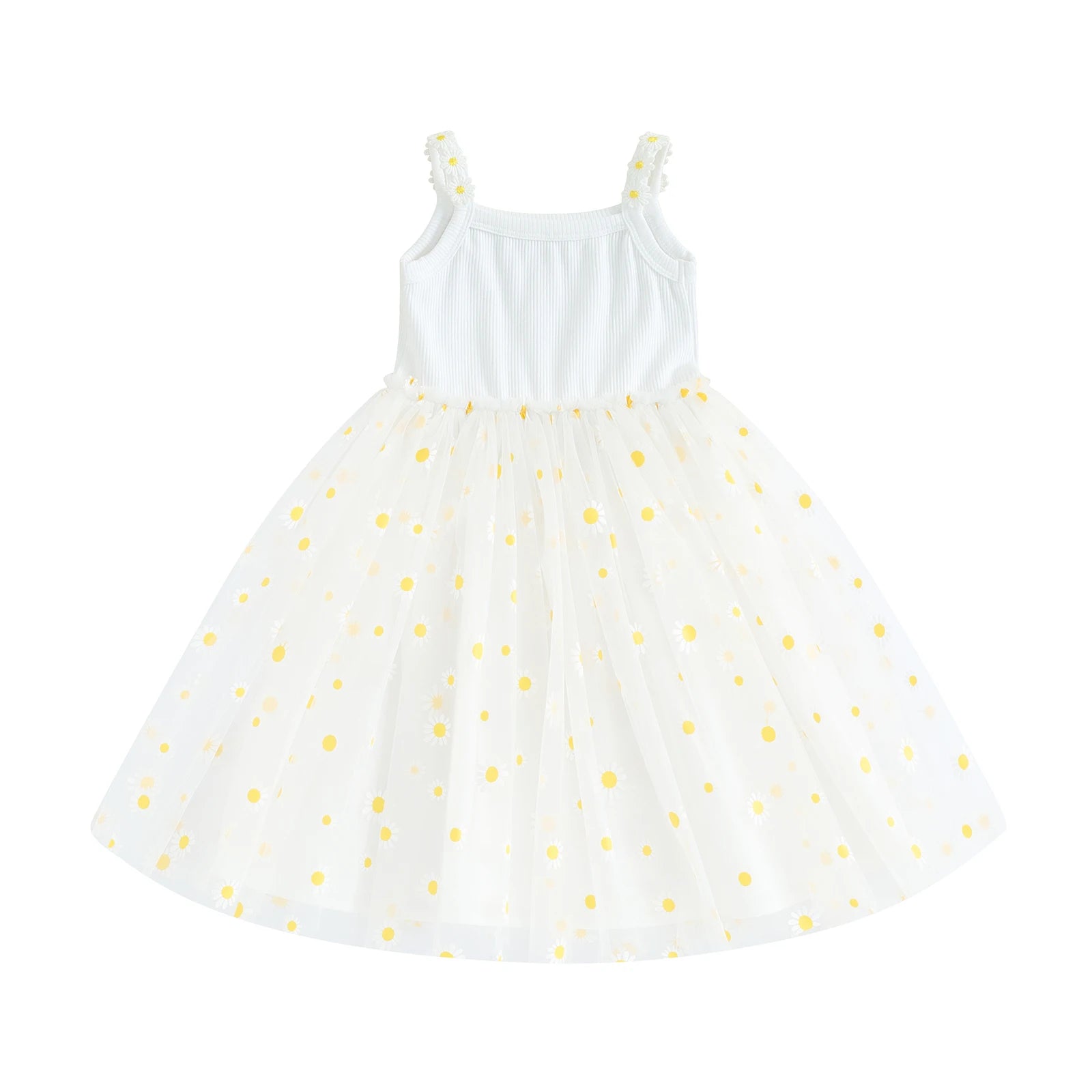 Daisy Print Mesh Dress for Baby Girls