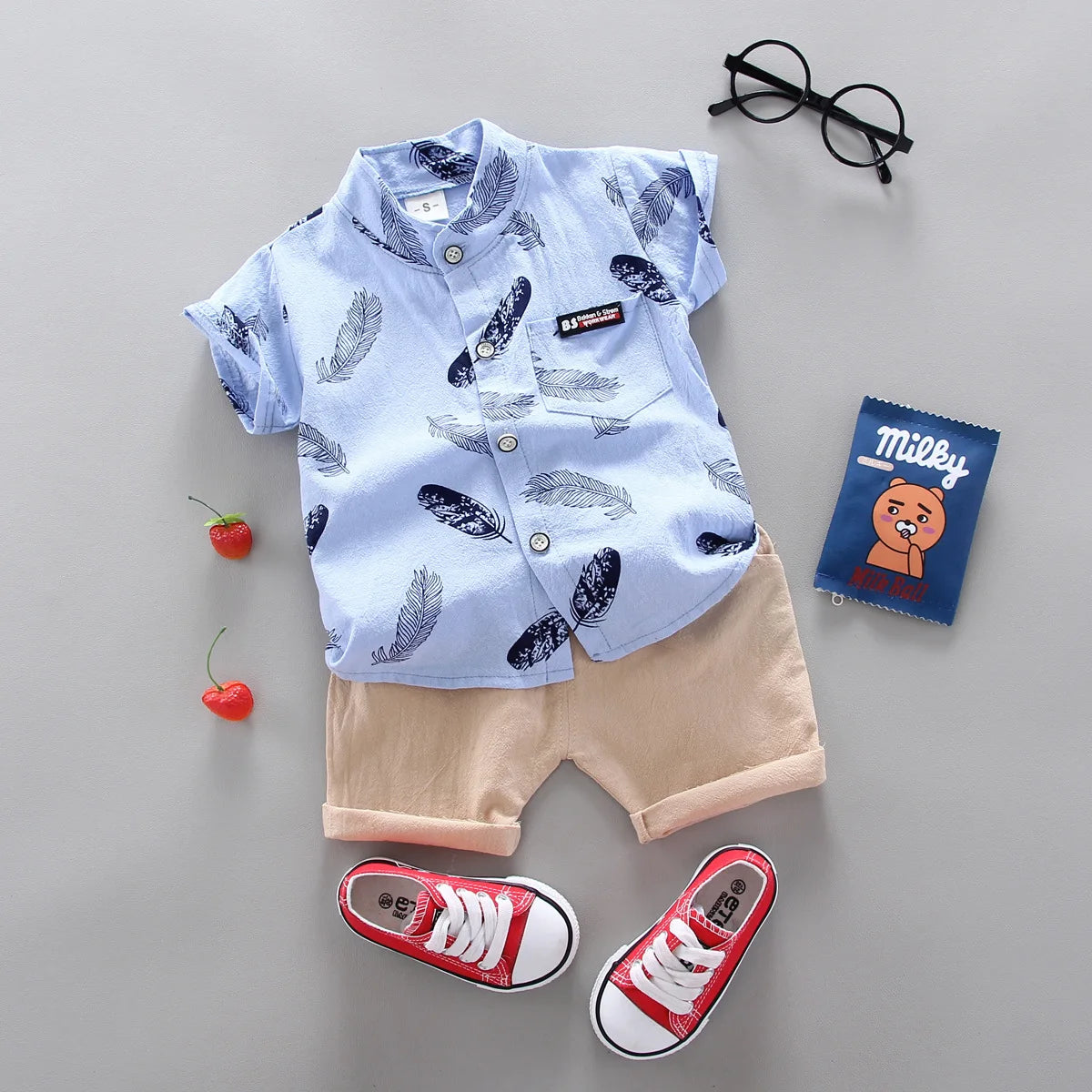 2024 Summer Baby Boy Outfit – 2PCS Top & Shorts Set