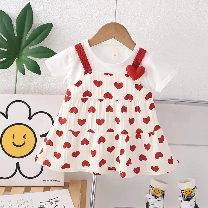 Heart-Shaped Printed Cute Baby Girl