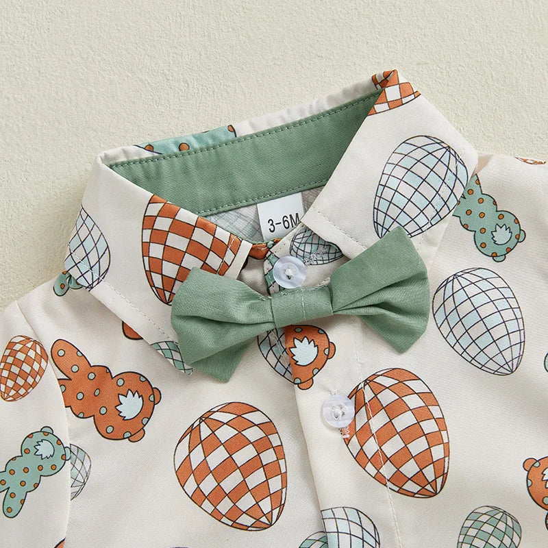 Infant Easter Outfit Lapel Collar Bodysuit