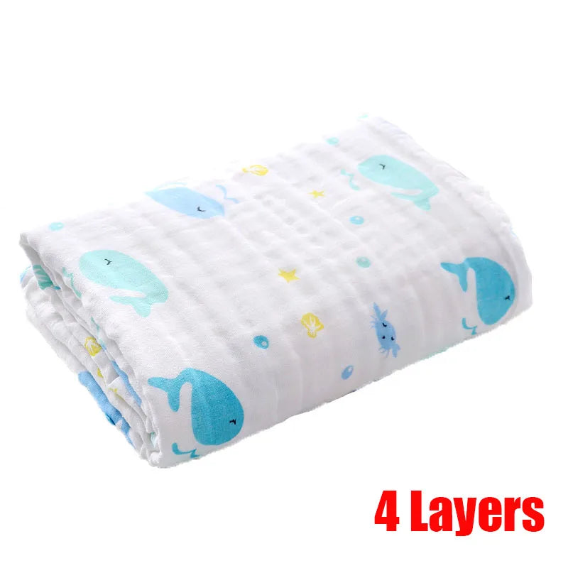 MOMSTAG 6-Layer Gauze Cotton Baby Bath Towel & Washcloth Set