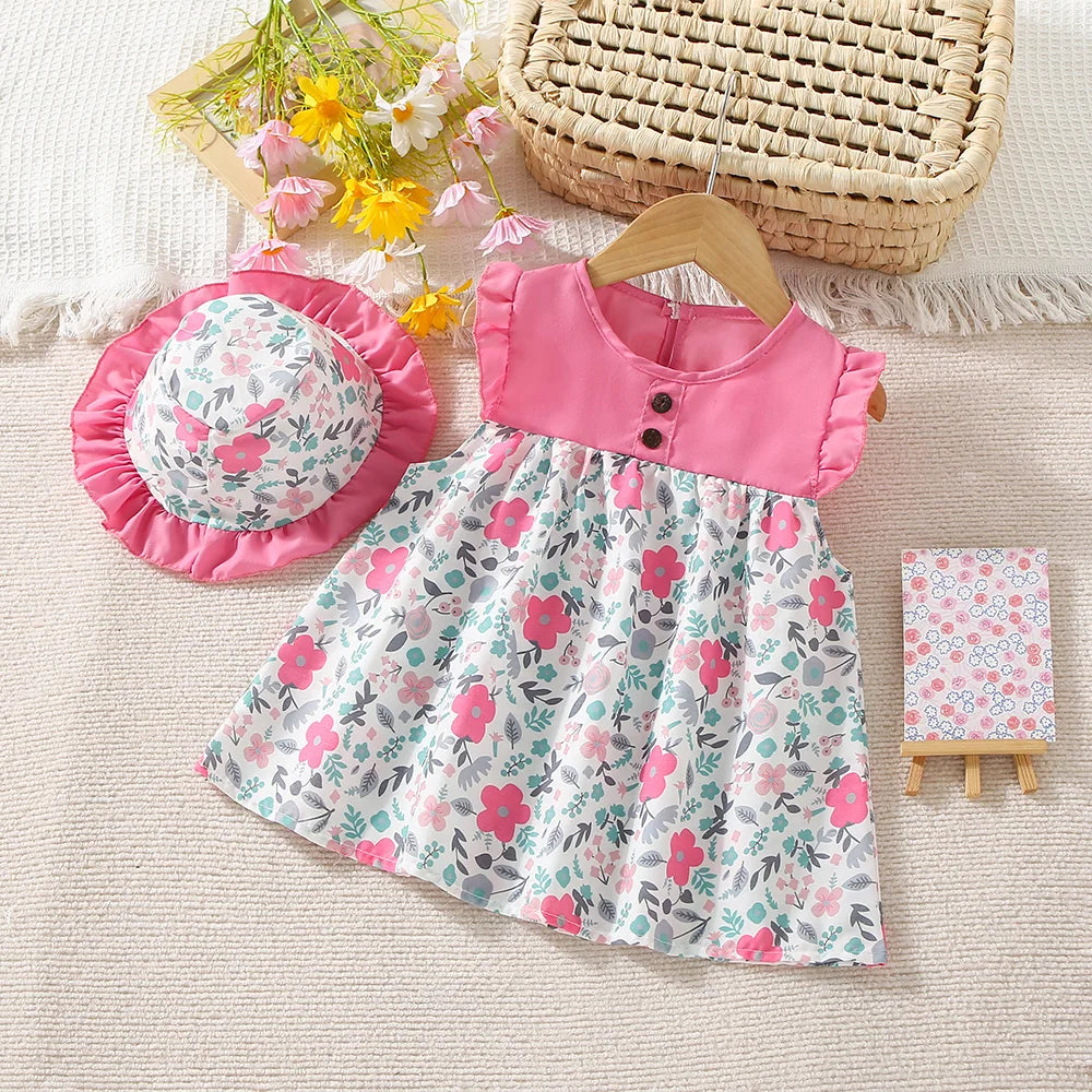 Summer Lace Pleated Dress with Hat (Girls, 0-3 Years)