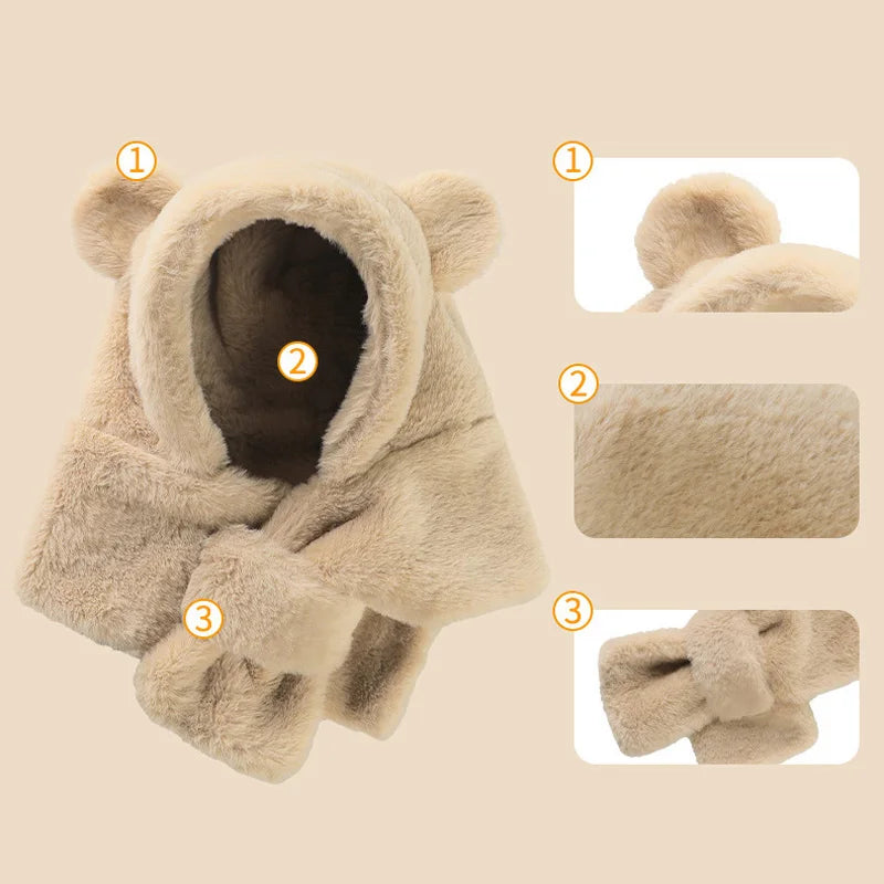 Baby Faux Fur Bear Hat & Scarf