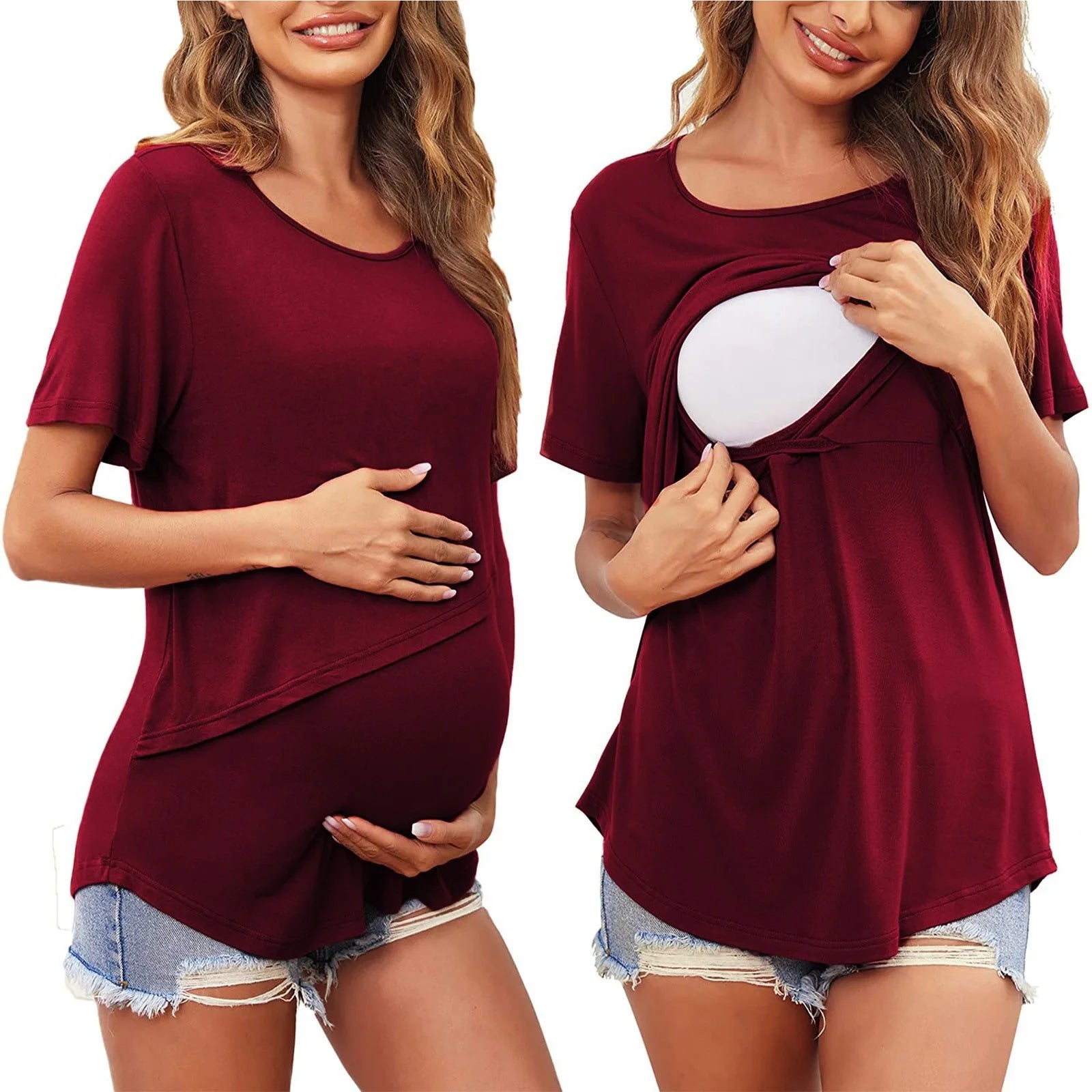 Women Maternity Breastfeeding Tee Nursing Top T-shirt