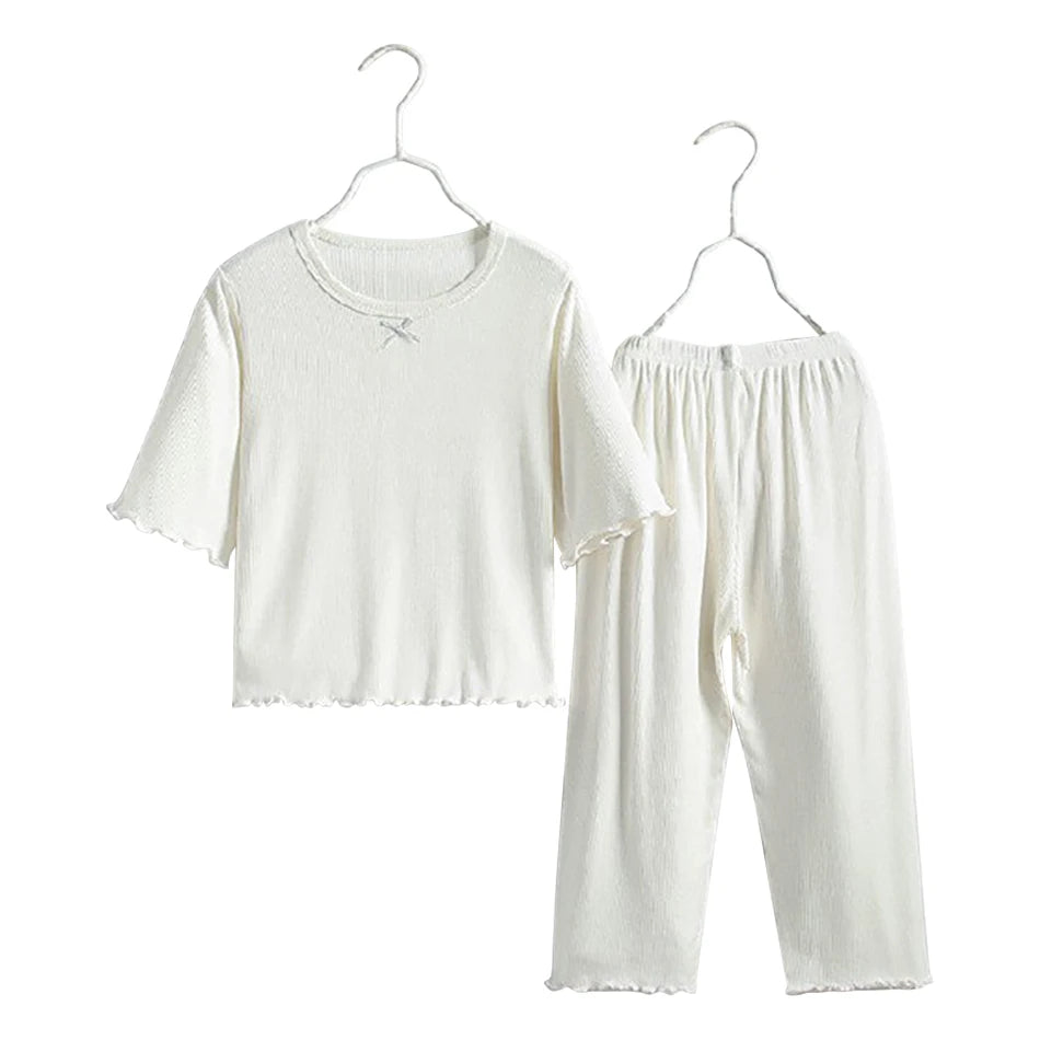 MOMSTAG Girls' Ice Silk Summer Home Clothes Set