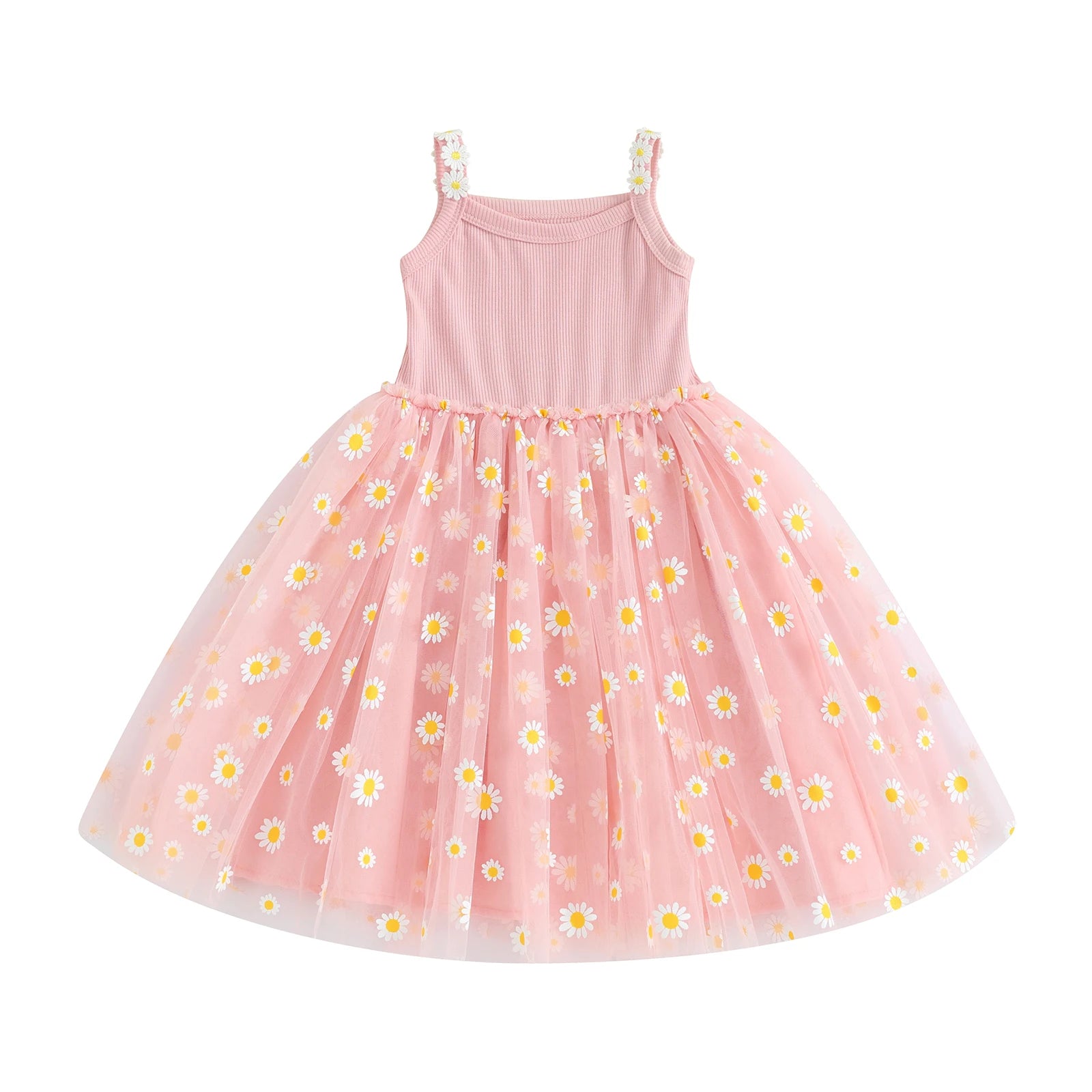 Daisy Print Mesh Dress for Baby Girls