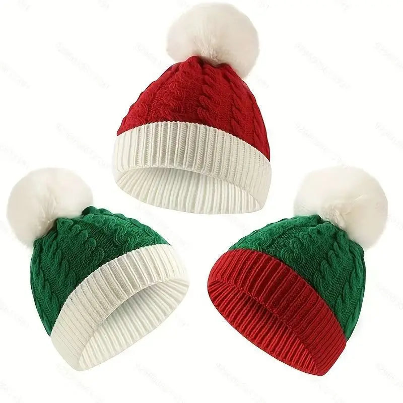 Fluffy Pom-Pom Christmas Knit Beanie