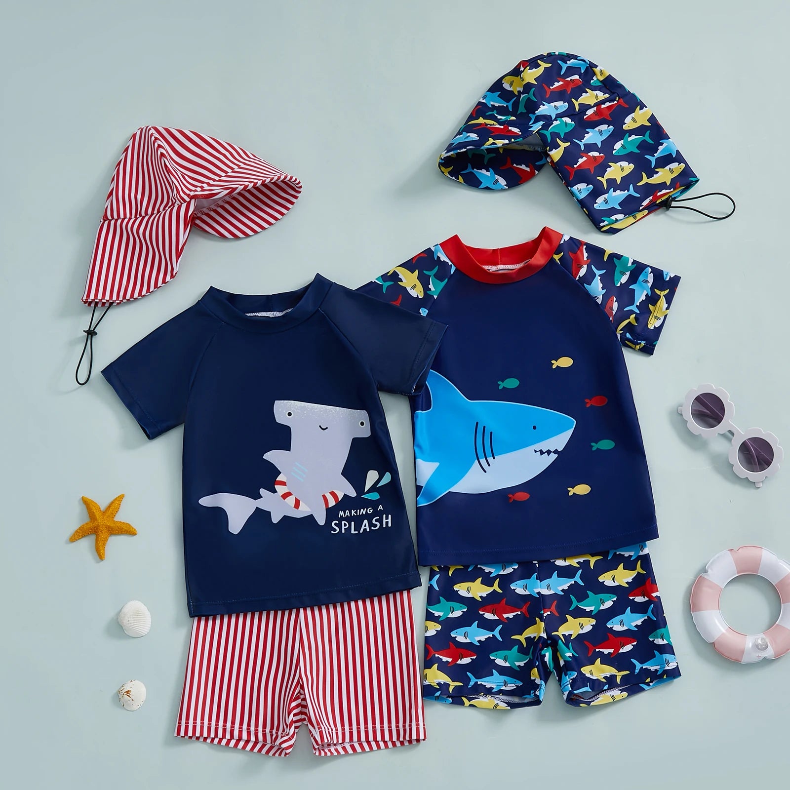 Baby boy Summer Swimsuit Set- Cute Shark Print