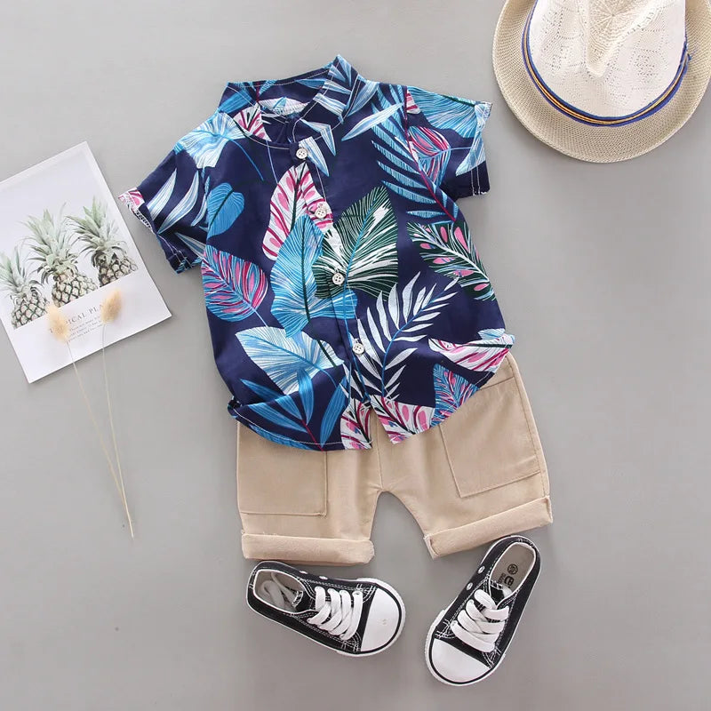 Baby Boy Summer Outfit – 2PCS Top & Shorts Set