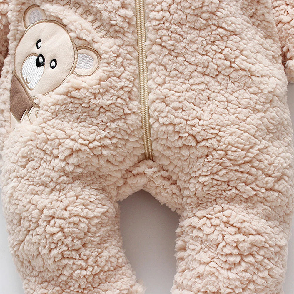 Baby Cotton Plush Bear Winter Jumpsuit 3-18M