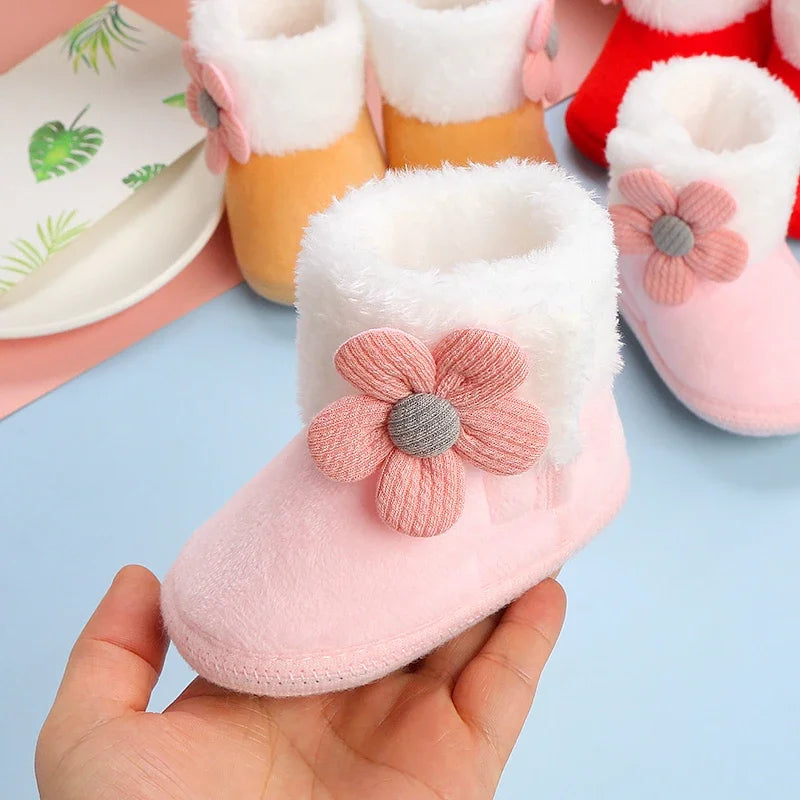 Solid Baby Booties with Pompom