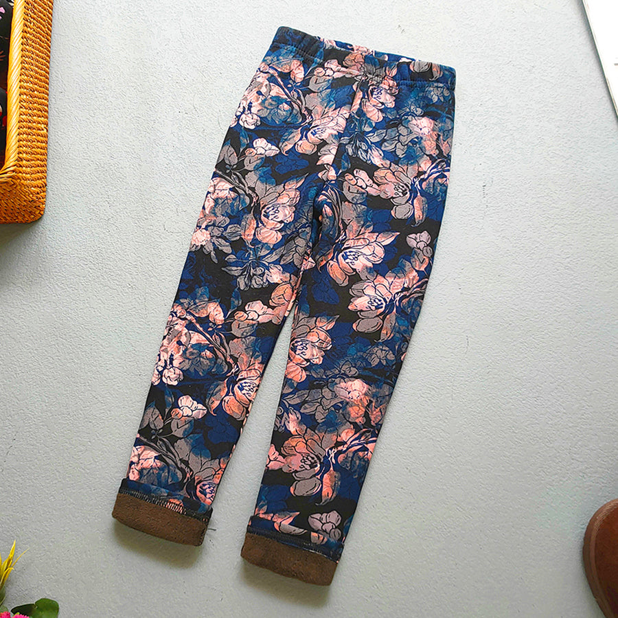 Girls Floral Winter Leggings Pants