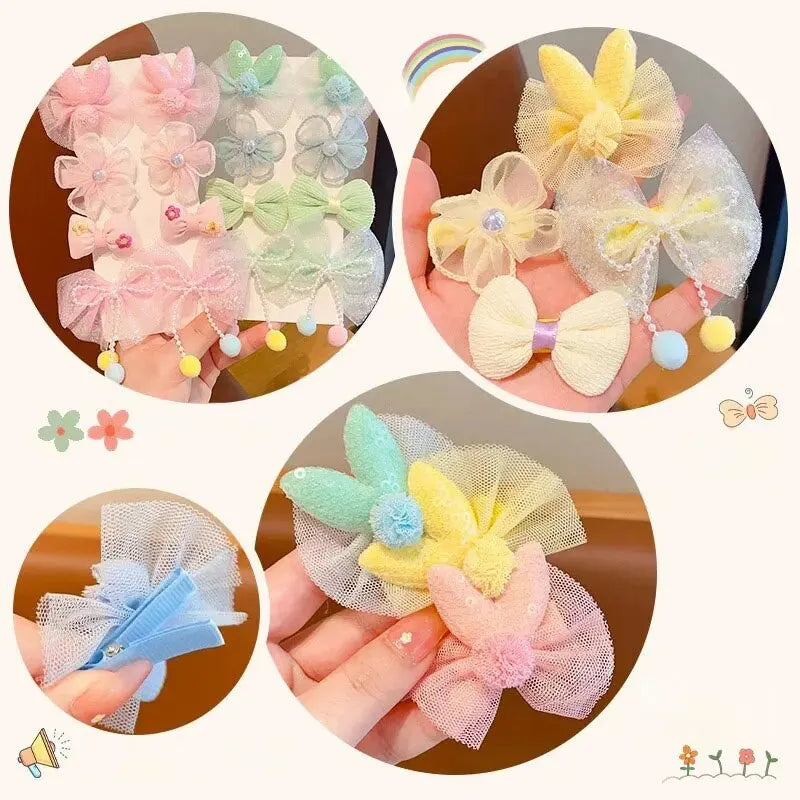 MOMSTAG 8-Piece Flower Bow Hair Clip Set