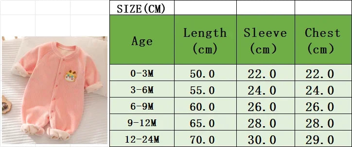 Cartoon Fleece Baby Jumpsuit 0-24M