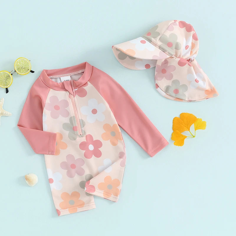 Floral/Tropical Tree Print Zip Up Swimwear Bathing Suit