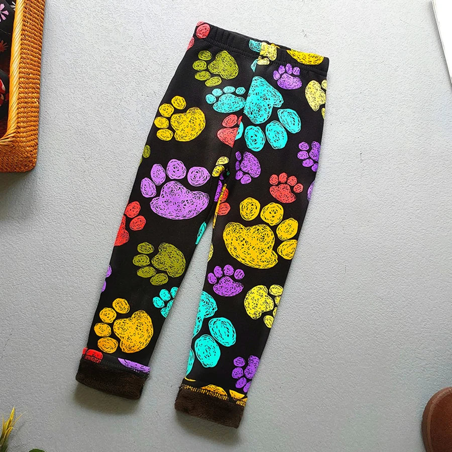 Girls Floral Winter Leggings Pants