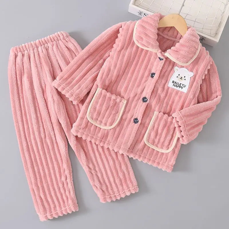 Kids Flannel Thick Pajama Set
