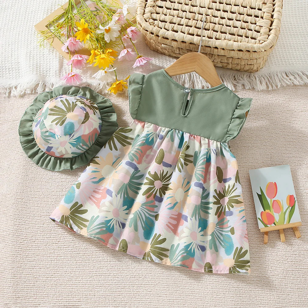 Summer Lace Pleated Dress with Hat (Girls, 0-3 Years)
