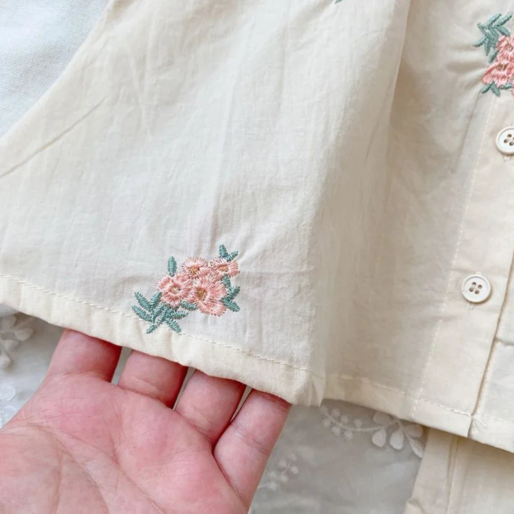 Floral Print Flying Sleeve Top & Shorts, Cute Two-Piece Refreshing Outfit for Little Girls