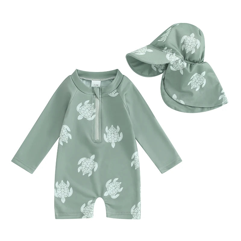 Floral/Tropical Tree Print Zip Up Swimwear Bathing Suit