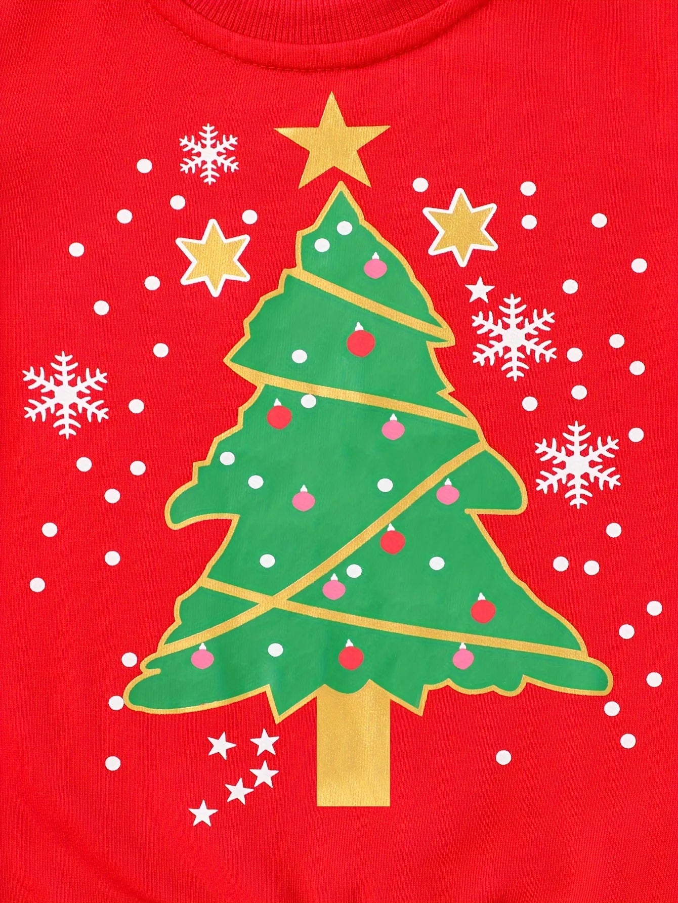 Cotton Girls Christmas Tree Red Sweatshirt