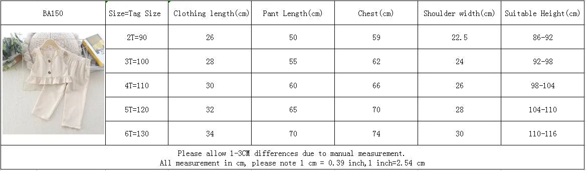 Girls Clothing Simple Sleeveless Set Button Vest Design +Beige Pants Kids Casual Suits