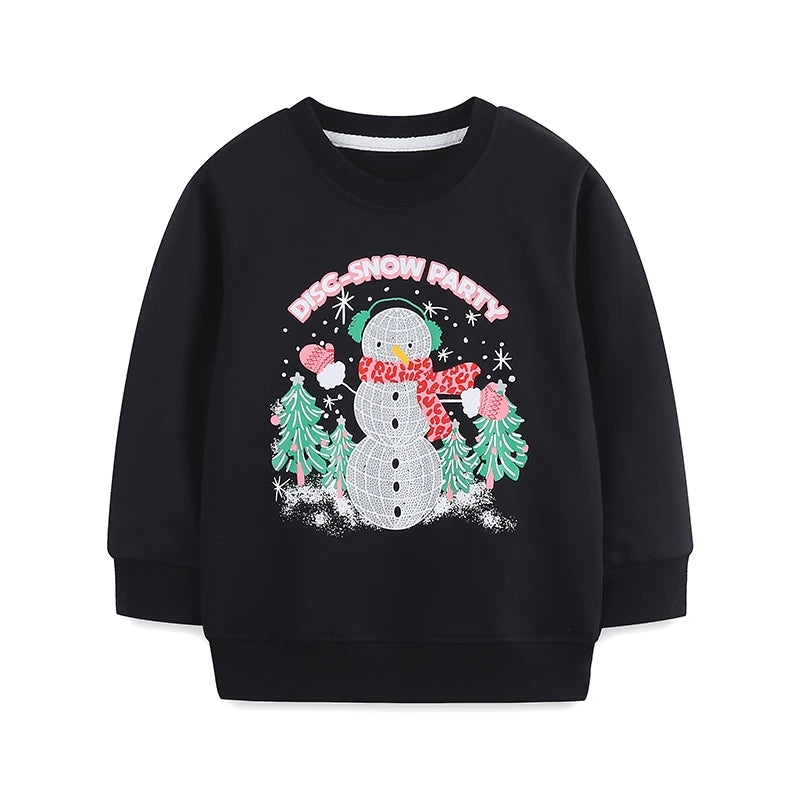 Festive Snowman Cotton Pullover Sweatshirt for Kids